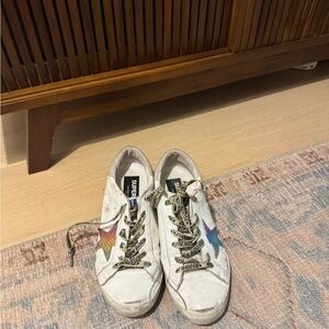Golden Goose White Sneakers with Star Accents